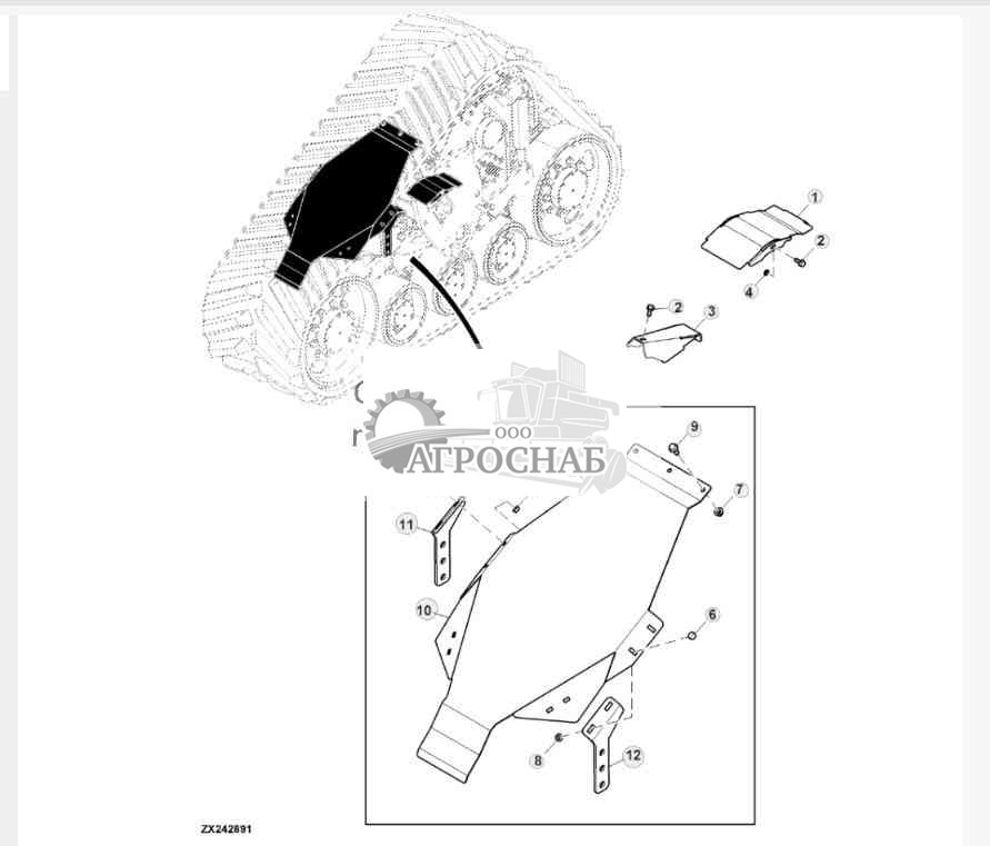 Крышка гусеницы, правая сторона 